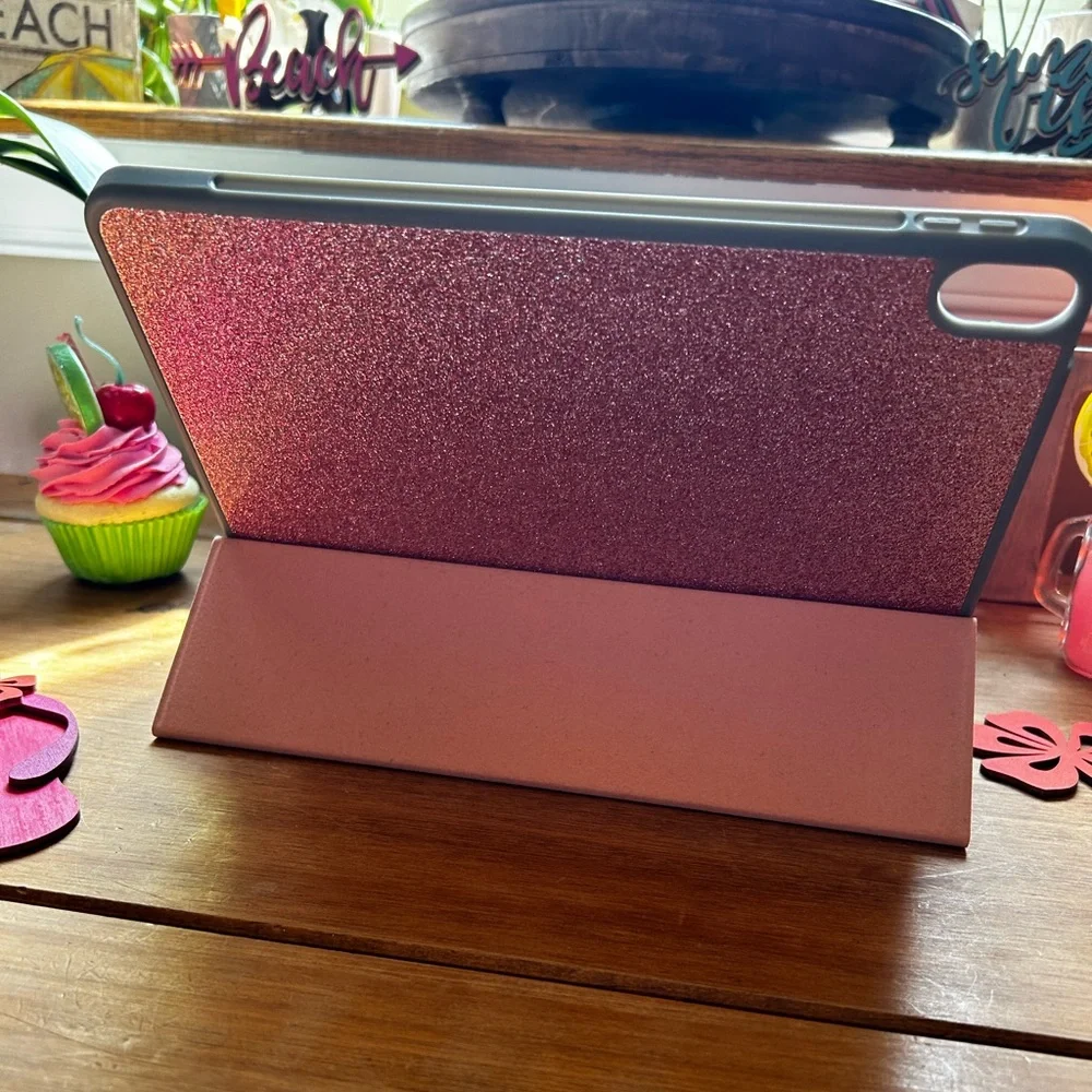 Case for iPad Air 4, 4th Generation 10.9”2020 w/pencil holder -Sparkly Rose Gold